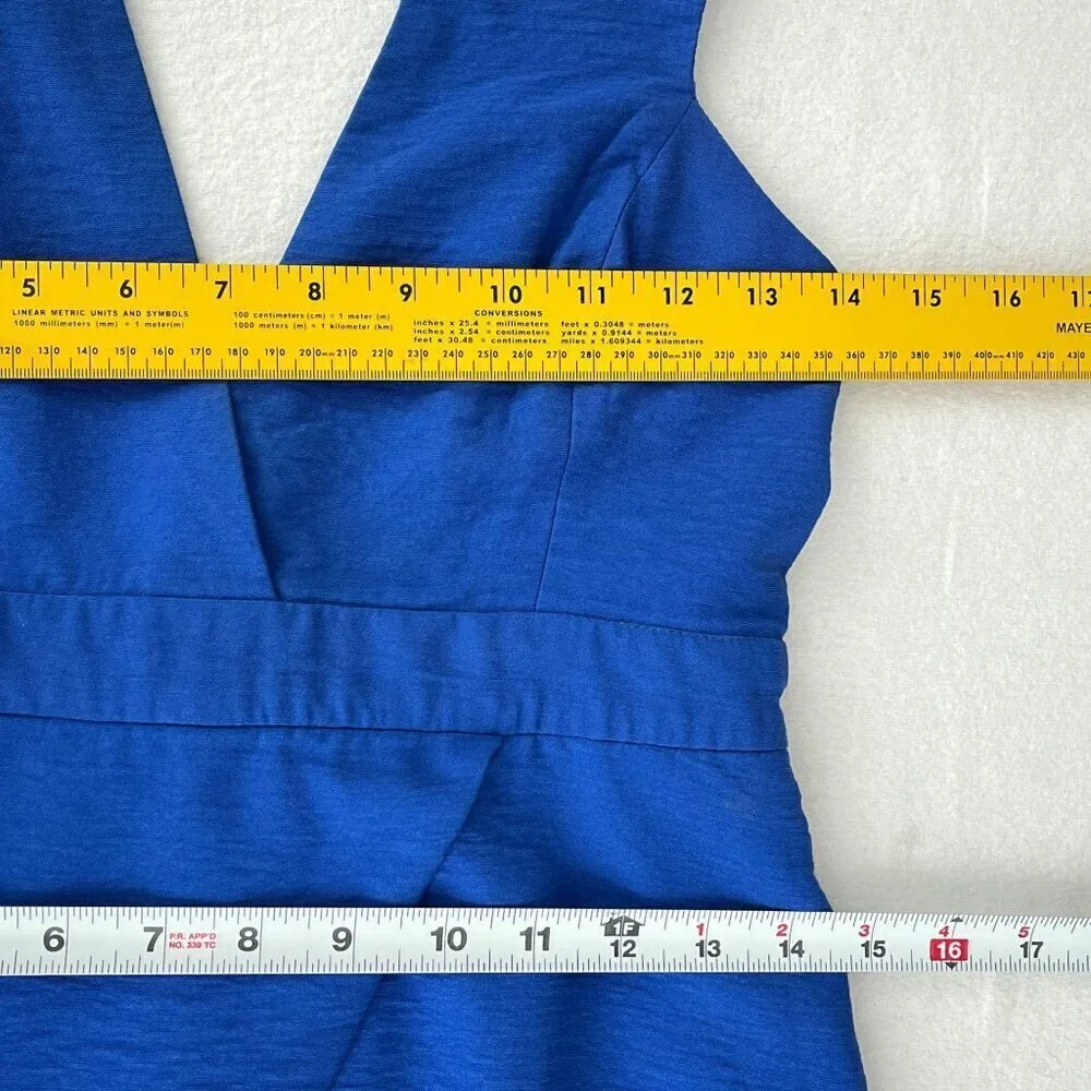 Finders Keepers Blue Deep V-Neck‎ Romper Backless Cutout Wrap Skort M